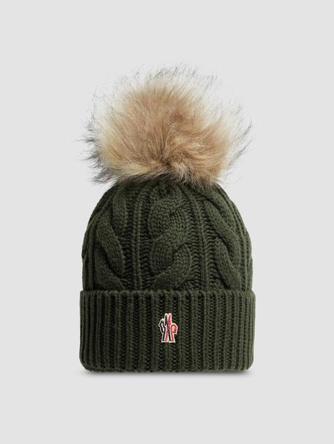 Wool & Cashmere Beanie With Pom Pom Women Dark Green Moncler