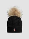 Wool & Cashmere Beanie With Pom Pom Women Black Moncler