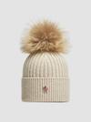 Cashmere Beanie With Pom Pom Women Light Beige Moncler